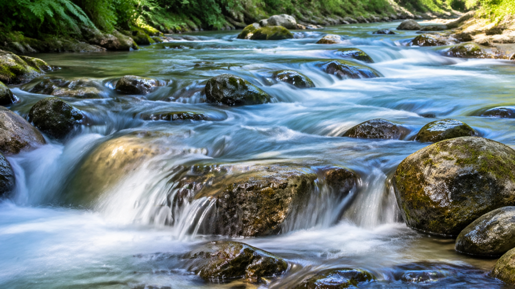 川の水が流れる自然の風景