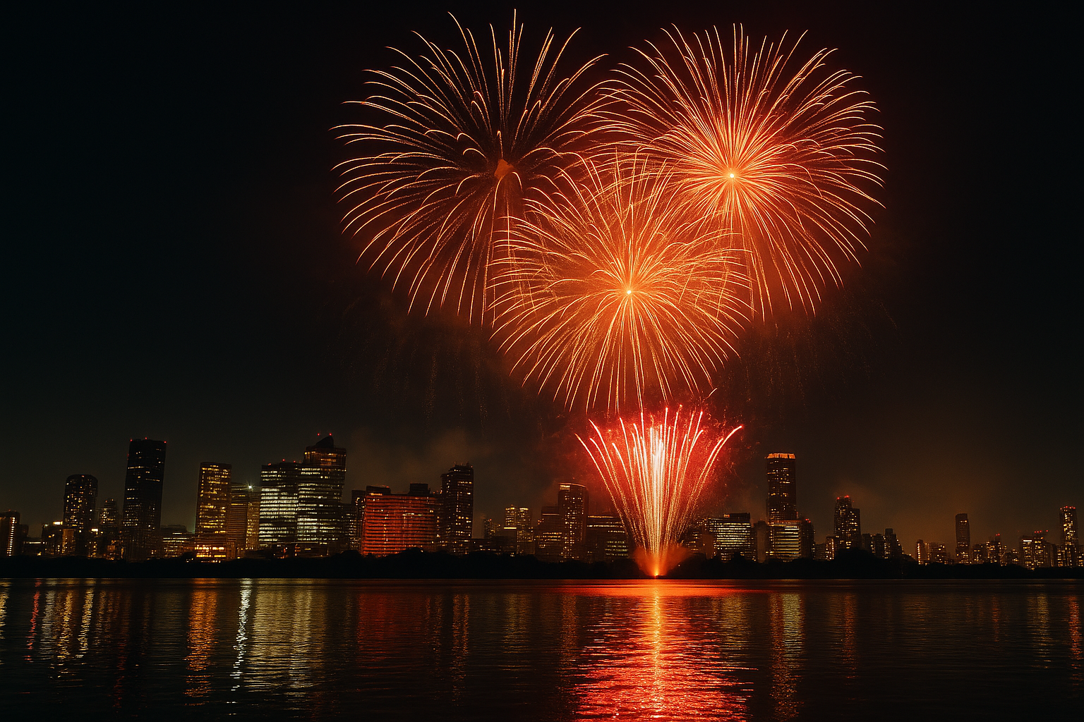 なにわ淀川花火大会2025の夜空に上がる花火と大阪の街並み