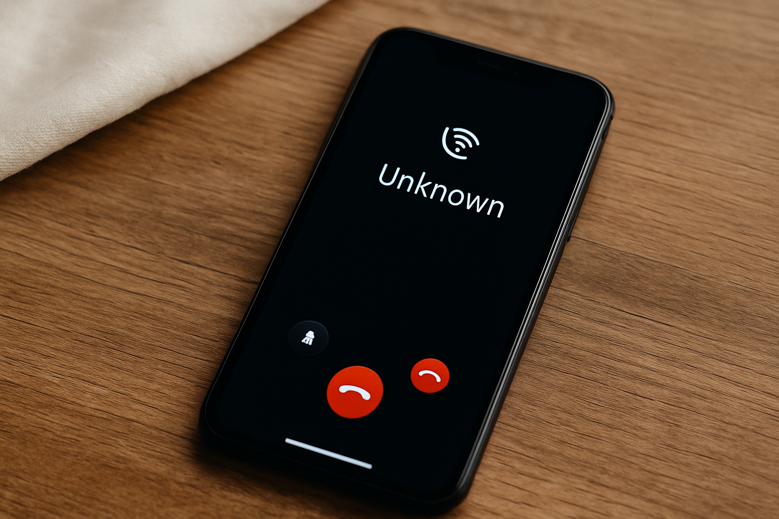 不明な番号からの着信画面を映したスマートフォンの写真